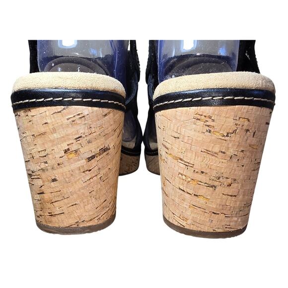 Clarks Women's Giselle Sea Nubuck Suede Wedge Sandals Cork Black 7.5 W Excellent - Picture 6 of 8